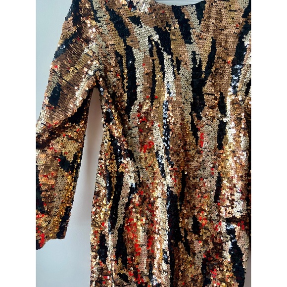 VINTAGE gold and black sequinned party dress - Picture 3 of 7